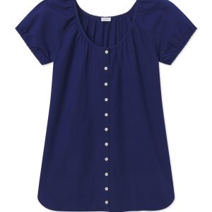 Charlie Nightgown in Blue Depths Seersucker