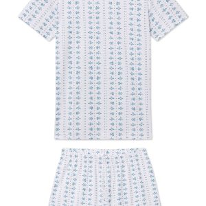 Pima Crew Shorts Set in Haven Blue Garden Arbor