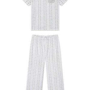 Pima Crew Wide Leg Pajama Set in Comfrey Garden Arbor