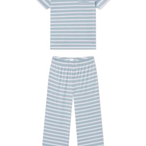 Pima Crew Wide Leg Pajama Set in Mixed Seabrook Stripe