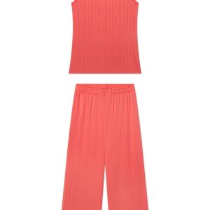 Pointelle Tank-Long Set in Terrace