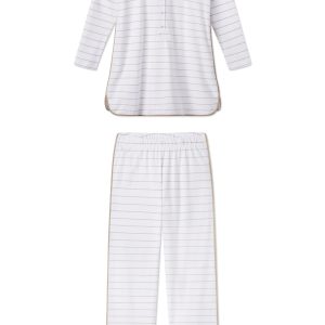 Pima Maternity Long-Long Set in Driftwood Stripe