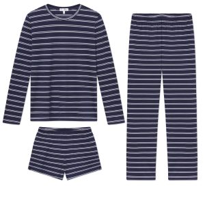 Pima Crew Long Sleeve Bundle in English Navy Tidal Stripe