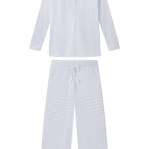 Pima Maternity Wide Leg Pajama Set in French Blue