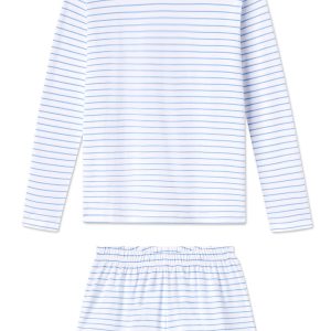 Pima Crew Long-Short Set in Baltic Blue