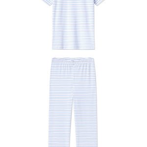 Pima Crew Short-Long Set in Baltic Blue