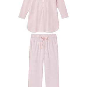 Pima Maternity Long-Long Set in English Rose Stripe