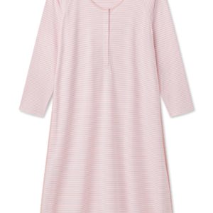 Pima Maternity Long Sleeve Nightgown in English Rose Stripe