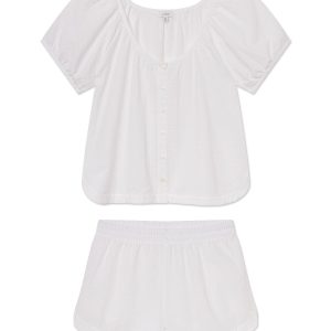 Charlie Shorts Set in White Seersucker