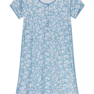 Pima Maternity Nightgown in Serene Blue Anemones