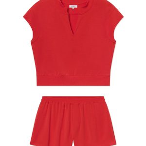 Relax Short Sleeve Shorts Set in Tart