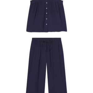 Hamptons Pants Set in English Navy Gauze