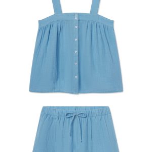 Hamptons Shorts Set in Serene Blue Gauze