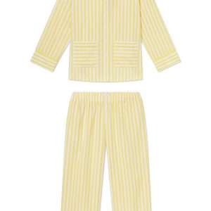 Poplin Piped Long-Long Set in Zest Beam Stripe