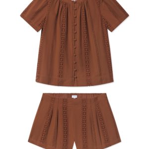 Cafe Shorts Set in Cinnamon Eyelet
