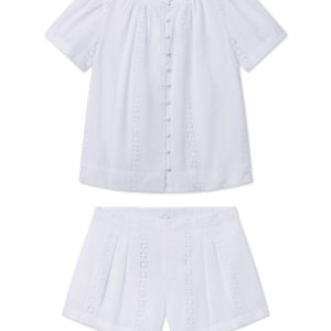 Cafe Shorts Set in White Eyelet