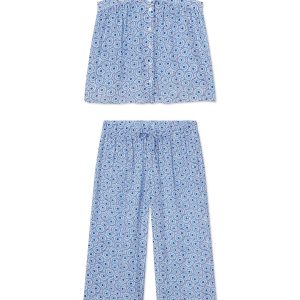 Hamptons Pants Set in Lapis Dot Gauze