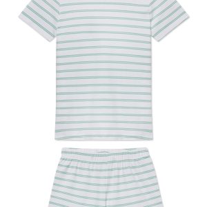 Pima Crew Shorts Set in Meadow White Stripe