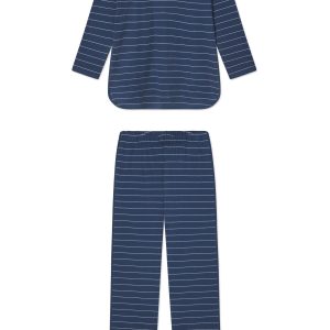 Pima Long-Long Set in Navy Boating Stripe