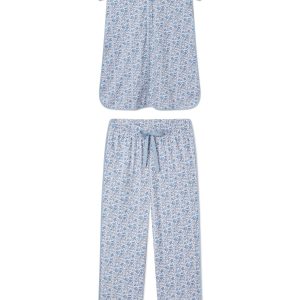 Pima Maternity Short-Long Set in Delft Blue Garden Floral
