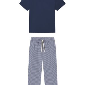 Men's Pima Sleep Short-Long Set in True Navy