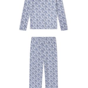 Pima Crew Long-Long Set in Sea Depth Garden Floral