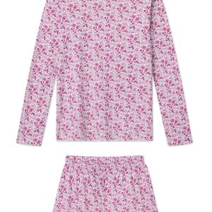 Pima Crew Long-Short Set in Dahlia Garden Floral