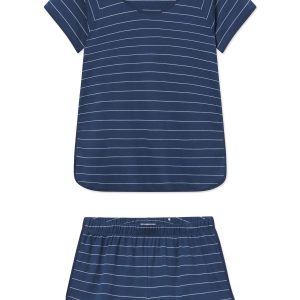 Pima Shorts Set in Navy Boating Stripe