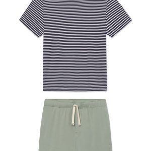 Men's Pima Sleep Shorts Set in Eclipse Voyager Stripe