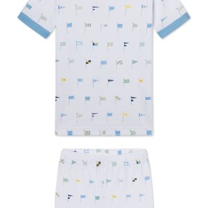 Kids Shorts Set in Baltic Blue Nautical Flags