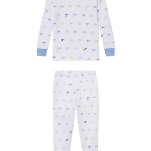 Kids Long-Long Set in Baltic Blue Nautical Flags