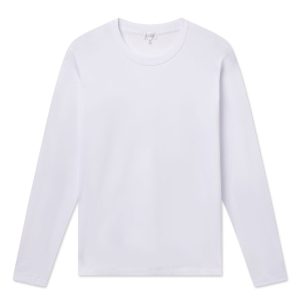 Men's Pima Crewneck Long Sleeve Tee in White