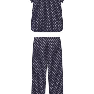 Pima Short-Long Set in English Navy Posy
