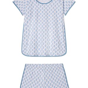 Pima Shorts Set in Serene Blue Posy